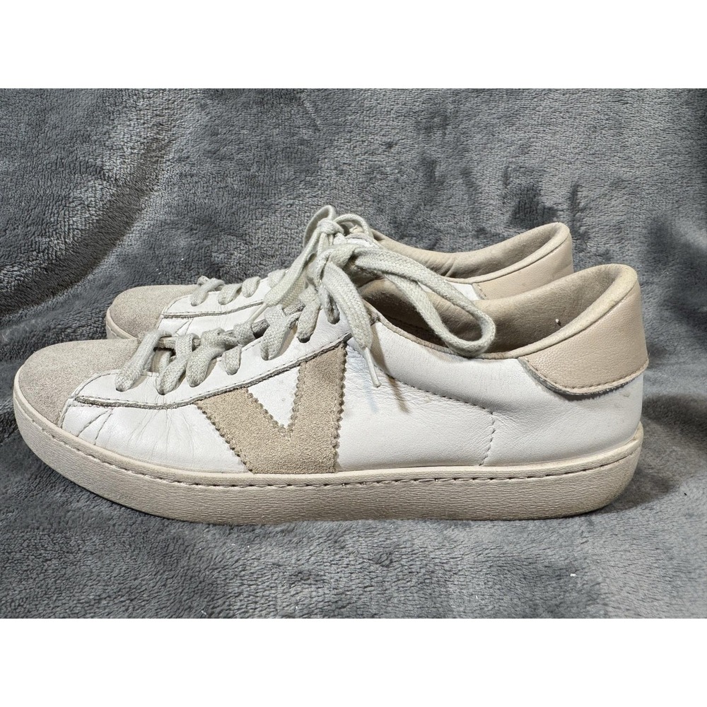 Victoria Shoes Womens Size 6.5 White Leather Suede Low Top Casual Sneakers Spain - Picture 4 of 12